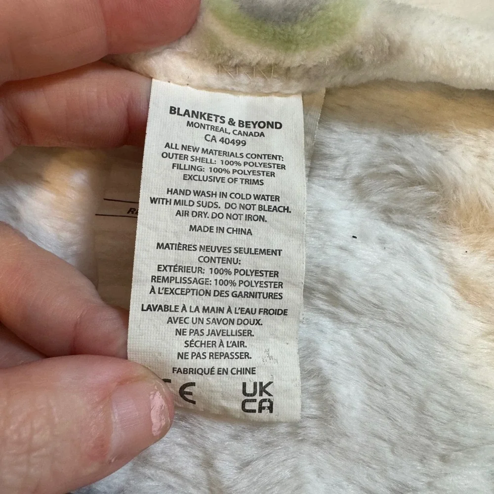 Blankets & Beyond Green Elephant Owl Baby Security Blanket Lovey Fleece White